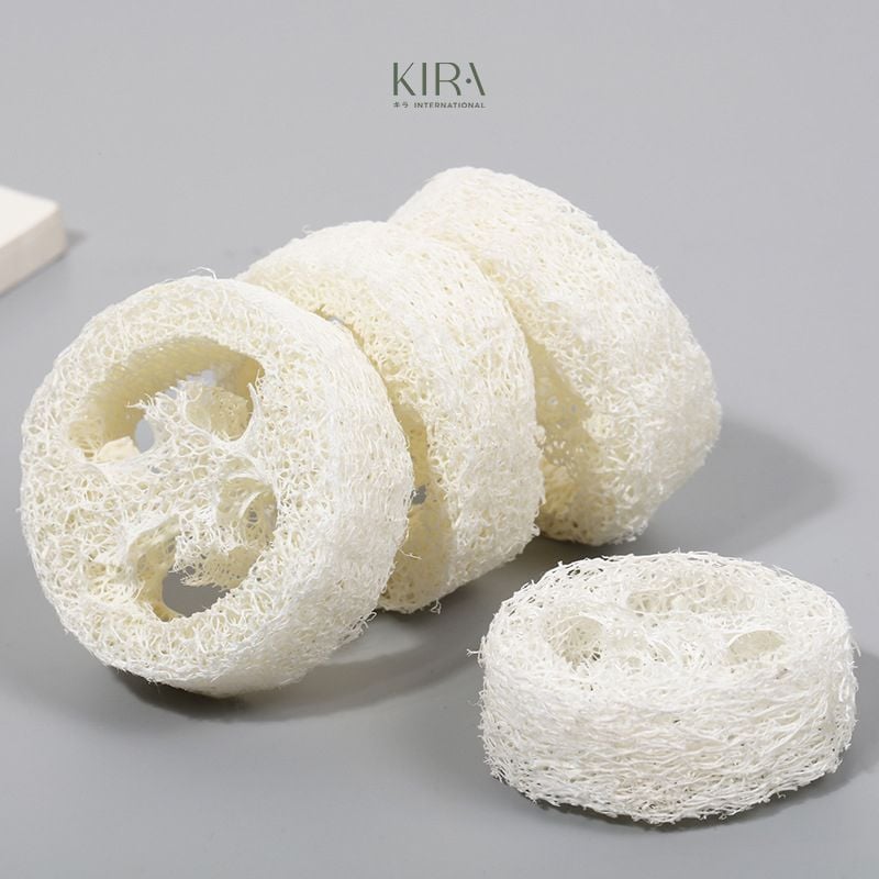  Miếng xơ mướp tắm rửa tẩy tế bào chết thiên nhiên tròn 5-7cm 