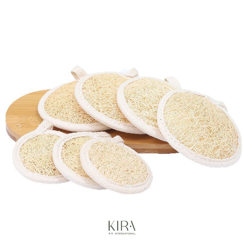  Miếng rửa mặt xơ mướp tự nhiên hình tròn đường kính 8,5cm giúp tẩy tế bào chết, làm sạch sâu, chăm sóc da mặt 