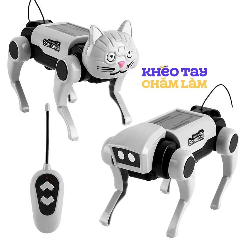  Đồ chơi lắp ráp robot chó mèo cơ khí DIY – mô hình chạy năng lượng mặt trời cho bé 
