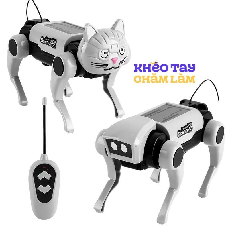 Đồ chơi lắp ráp robot chó mèo cơ khí DIY – mô hình chạy năng lượng mặt trời cho bé 