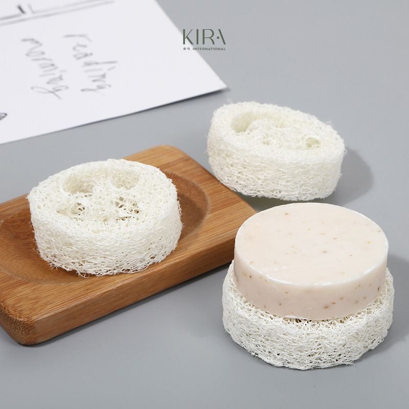  Miếng xơ mướp tắm rửa tẩy tế bào chết thiên nhiên tròn 5-7cm 