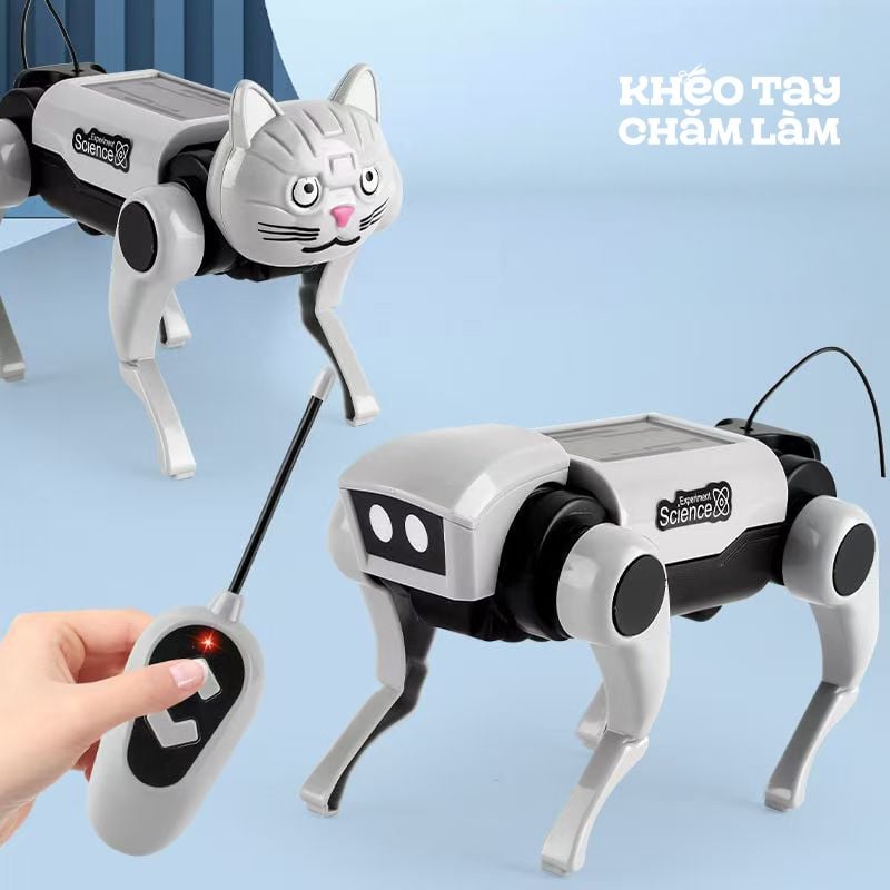  Đồ chơi lắp ráp robot chó mèo cơ khí DIY – mô hình chạy năng lượng mặt trời cho bé 