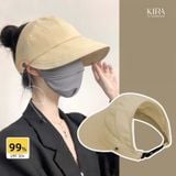  Mũ Trống Đỉnh Che Nắng Nữ UPF50+++ Thời Trang Hàn Quốc Kèm Dây Cột Tóc Chống Tia UV 