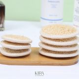  Miếng rửa mặt xơ mướp tự nhiên hình tròn đường kính 8,5cm giúp tẩy tế bào chết, làm sạch sâu, chăm sóc da mặt 
