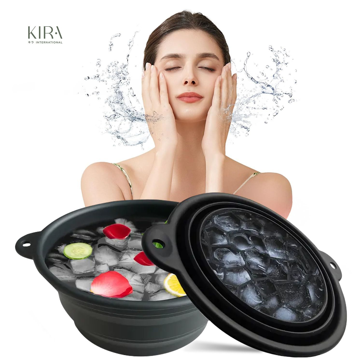  Chậu Đá Lạnh Rửa Mặt Gập Gọn Silicone 1.5L – Dụng Cụ Ngâm Mặt Ice Basin Skin Reviver giúp săn chắc da, se khít lỗ chân lông, cho tinh thần sảng khoái 