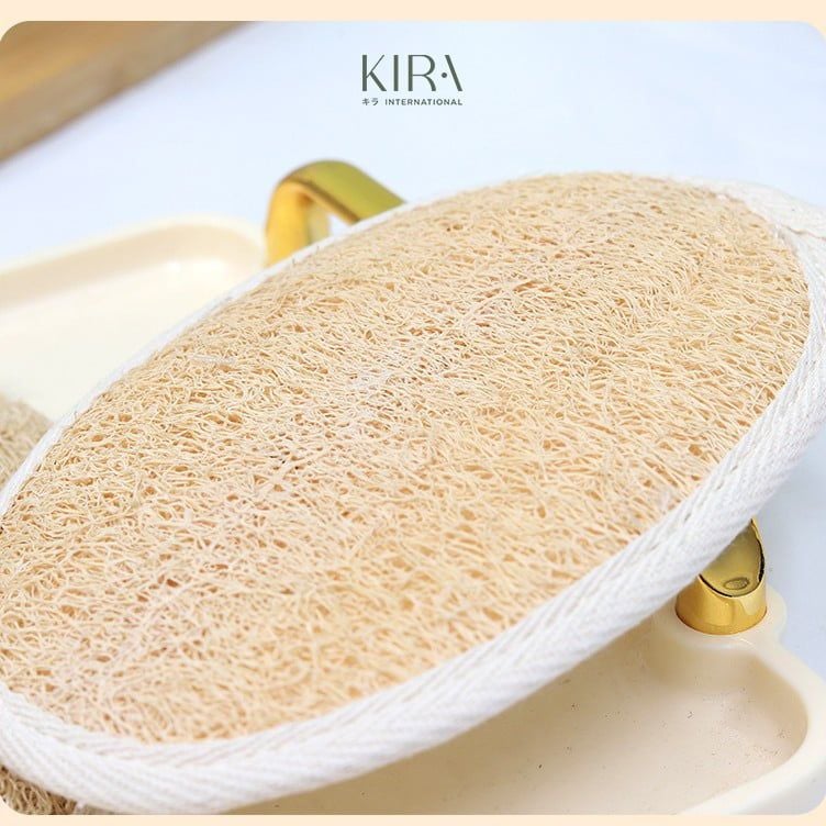  Miếng tắm tẩy da chết bằng xơ mướp tự nhiên hình bầu dục kích thước 12x8cm giúp làm sạch tế bào chết, massage chăm sóc da nhẹ nhàng thư giãn 