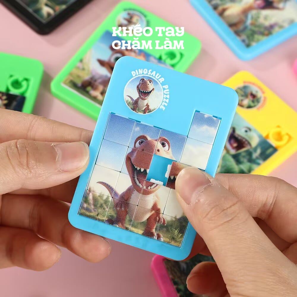  Đồ chơi xếp hình mini khủng long 16 miếng – trò chơi xếp hình vuông cho bé 4-6 tuổi 