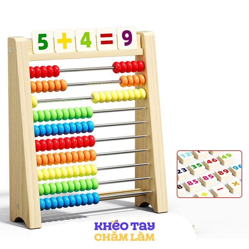  Bàn tính gỗ học toán cho bé – đồ chơi giáo dục sớm, bàn tính hạt màu sắc rèn luyện tư duy 
