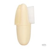  Dụng cụ rửa mặt/massage mặt/chải khô mặt 2 đầu silicone và lông mềm | Bàn chải rửa mặt cầm tay làm sạch sâu - Vàng be 