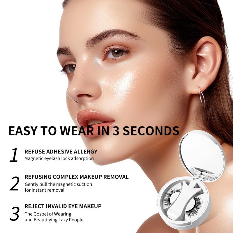  Mi từ tính kiểu tự nhiên & dày, không cần keo, tiện lợi, dễ mang theo, hộp gồm kẹp mi 