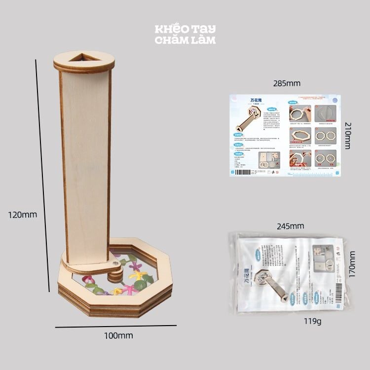  Kính vạn hoa 3D DIY – Đồ chơi khoa học sáng tạo bằng gỗ cho trẻ em 