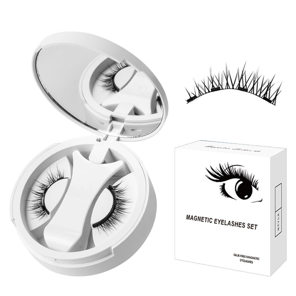  Mi từ tính kiểu tự nhiên & dày, không cần keo, tiện lợi, dễ mang theo, hộp gồm kẹp mi 