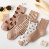  Tất Len Dài Nữ Giữ Ấm Mùa Đông – Nhiều Màu Nhiều Mẫu Dễ Thương, Họa Tiết Gấu Cây Caro 