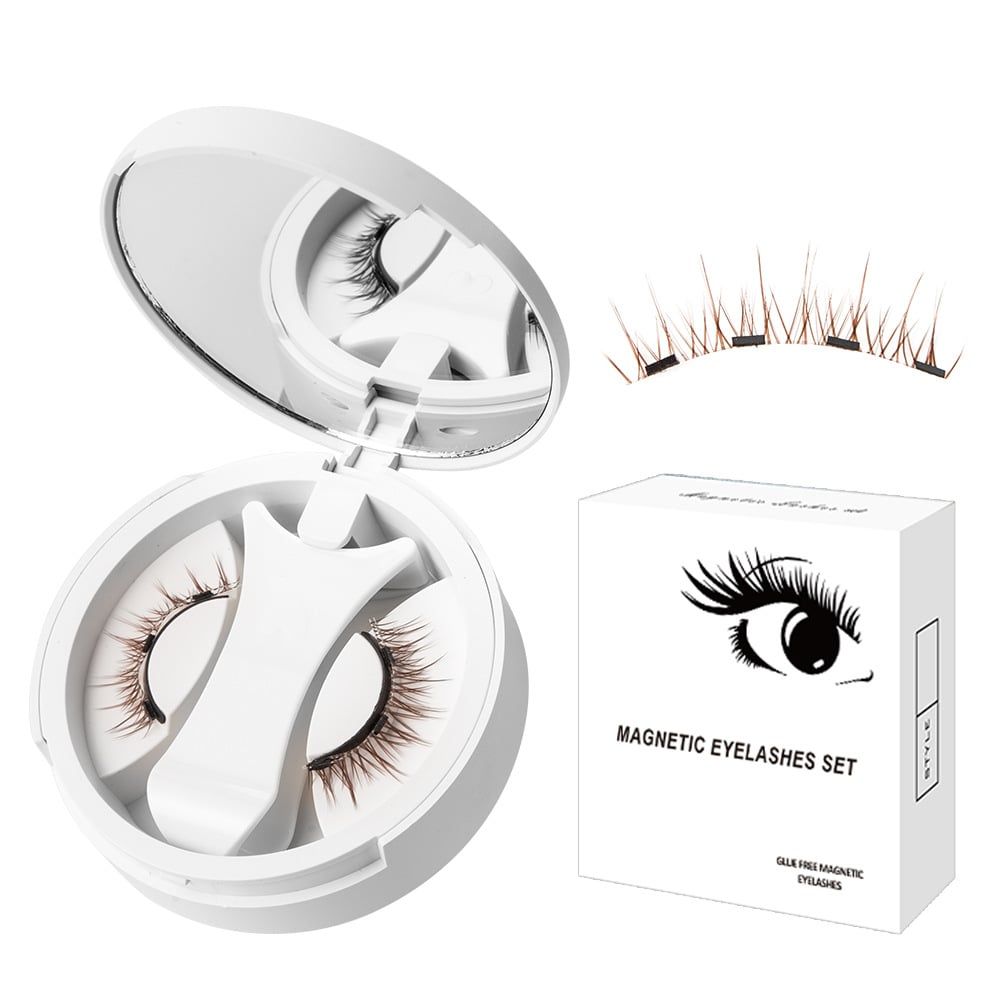  Mi từ tính kiểu tự nhiên & dày, không cần keo, tiện lợi, dễ mang theo, hộp gồm kẹp mi 