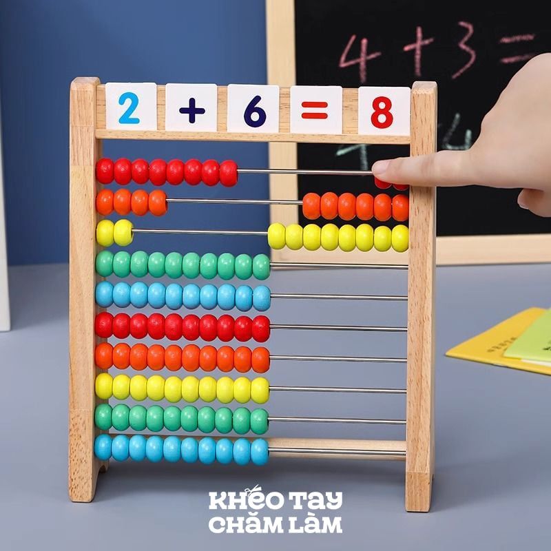  Bàn tính gỗ học toán cho bé – đồ chơi giáo dục sớm, bàn tính hạt màu sắc rèn luyện tư duy 