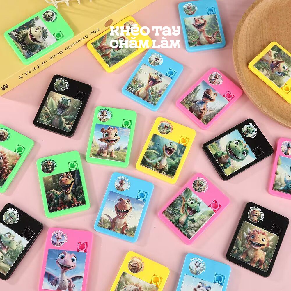  Đồ chơi xếp hình mini khủng long 16 miếng – trò chơi xếp hình vuông cho bé 4-6 tuổi 