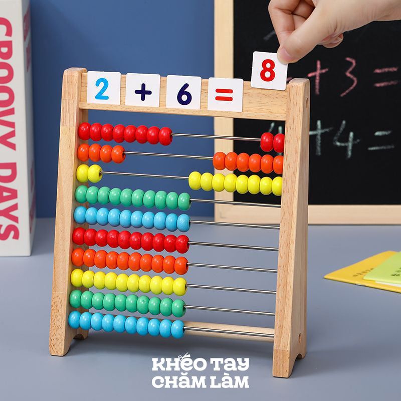  Bàn tính gỗ học toán cho bé – đồ chơi giáo dục sớm, bàn tính hạt màu sắc rèn luyện tư duy 