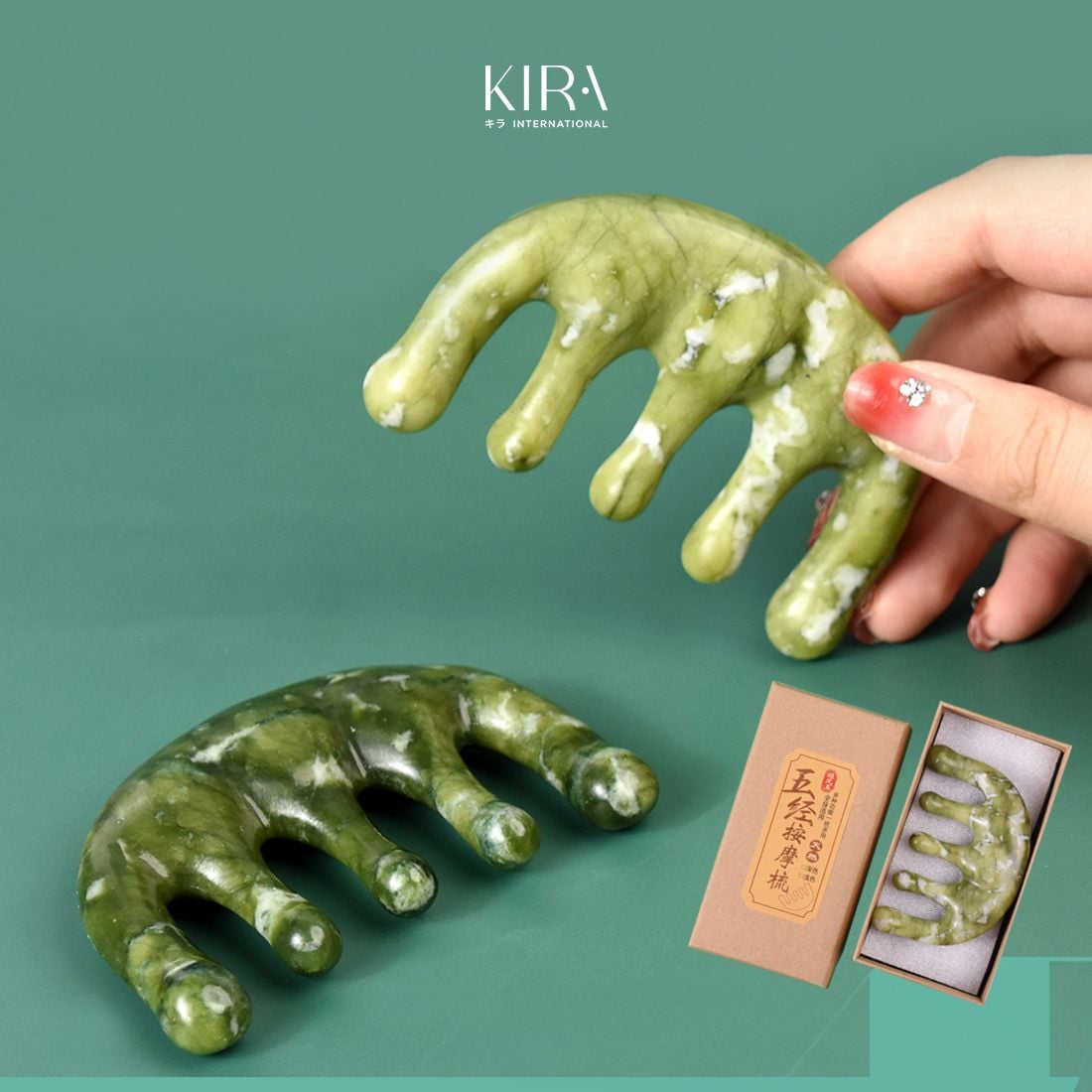  Lược Massage Đầu Đá Ngọc Bích cao cấp - Bí Quyết Thư Giãn & Làm Đẹp Từ Đá Quý Tự Nhiên– Dụng Cụ Massage Giảm Căng Thẳng, Kích Thích Tuần Hoàn, Nuôi Dưỡng Da Đầu Khỏe Mạnh 