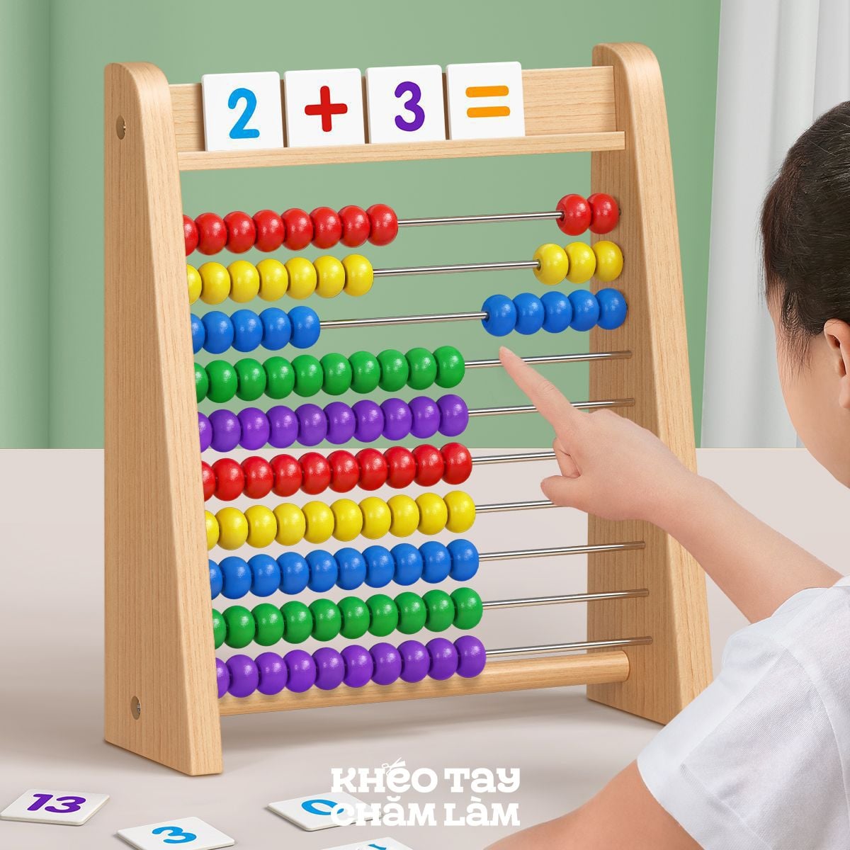  Bàn tính gỗ học toán cho bé – đồ chơi giáo dục sớm, bàn tính hạt màu sắc rèn luyện tư duy 