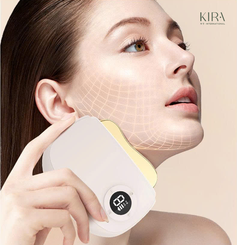  Guasha điện massage mạ đồng có cổng phun tinh dầu tiện dụng 