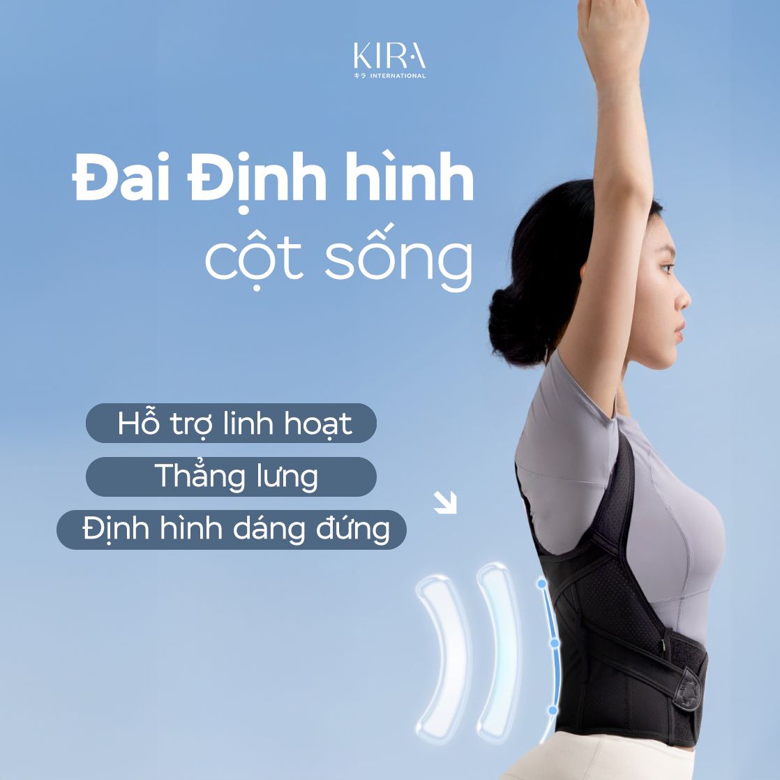  Đai chỉnh tư thế chống gù lưng, chống vẹo cột sống Kira Sport cao cấp - chất liệu thoáng khí tàng hình - kiểu dáng thời trang - hỗ trợ tư thế tối đa 