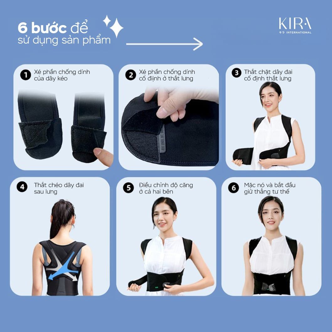  Đai chỉnh tư thế chống gù lưng, chống vẹo cột sống Kira Sport cao cấp - chất liệu thoáng khí tàng hình - kiểu dáng thời trang - hỗ trợ tư thế tối đa 