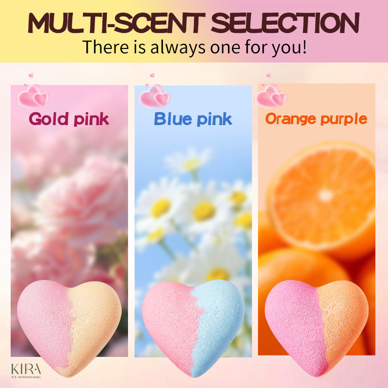  Set 6 viên bom tắm muối khoáng (trái tim romantic) – Bath Bomb Heart Shape – Hộp quà lãng mạn cho Valentine 