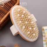  Bàn chải tắm massage cán dài và cọ khô toàn thân bằng gỗ – Tẩy tế bào chết, cải thiện lưu thông máu, spa tại nhà 