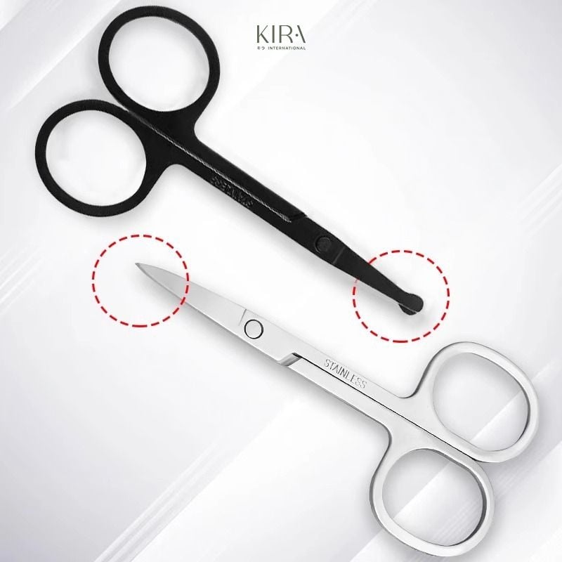  Kéo tỉa lông mày inox đầu tròn đầu nhọn – Kéo cắt tỉa lông mũi, chân mày mini an toàn không rỉ 