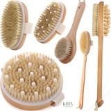  Bàn chải tắm massage cán dài và cọ khô toàn thân bằng gỗ – Tẩy tế bào chết, cải thiện lưu thông máu, spa tại nhà 