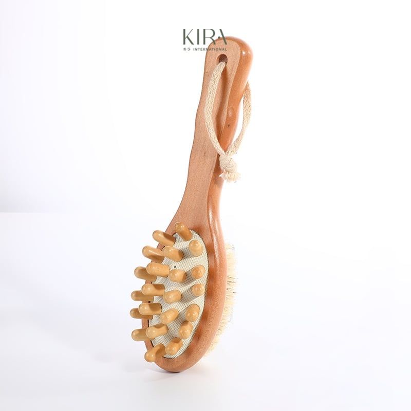  Bàn chải tắm khô 2 mặt gỗ tự nhiên – Tẩy tế bào chết & massage thư giãn toàn thân 