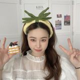  Set phụ kiện rửa mặt trái dứa 3 món – Băng đô, cổ tay, bờm tóc dễ thương, chất mềm mịn, chống nước chảy tay áo 