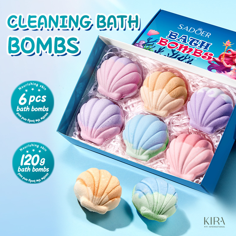  Set bóng muối tắm hình vỏ sò SADOER, muối tắm làm sạch dịu nhẹ, an toàn thân thiện với da, quà tặng dễ thương đặc biệt cho bé gái 