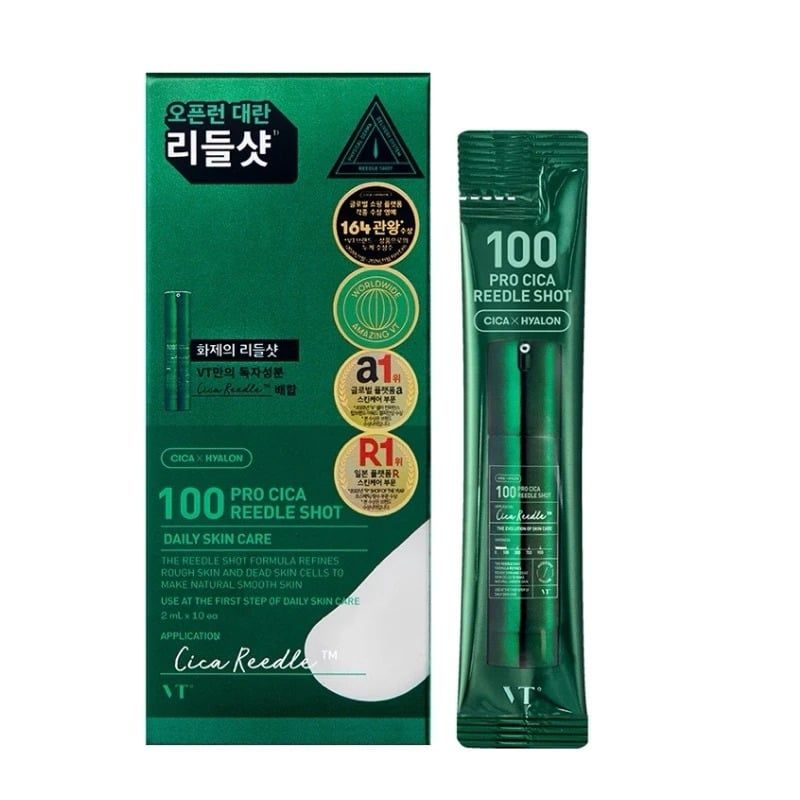  Hộp 10 x 2ml Tinh Chất Thu Nhỏ Lỗ Chân Lông, Chống Lão Hóa V T Reedle Shot 100, 300 Cica 