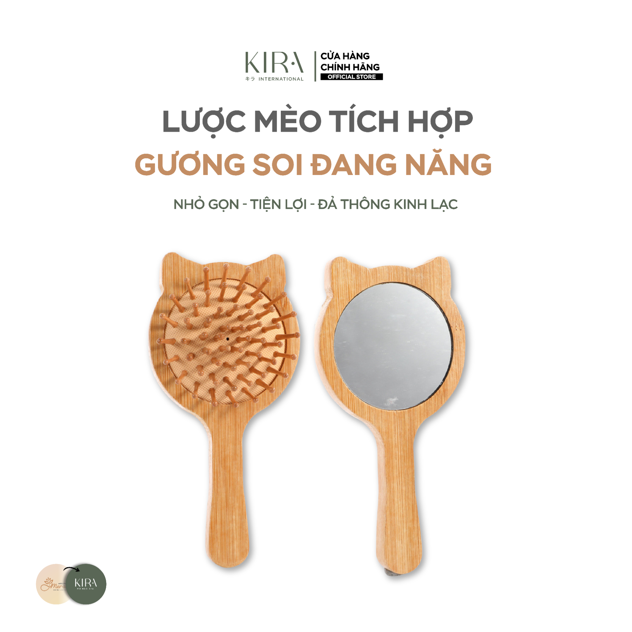  Lược mèo tích hợp gương soi đa năng tiện lợi giúp chải thông kinh lạc, thư giãn da đầu 