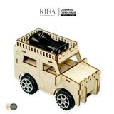 Đồ chơi xe ô tô gỗ DIY lắp ráp chạy pin – Mô hình xe jeep khoa học thực hành cho học sinh 7-14 tuổi 