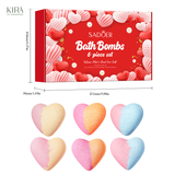  Set 6 viên bom tắm muối khoáng (trái tim romantic) – Bath Bomb Heart Shape – Hộp quà lãng mạn cho Valentine 