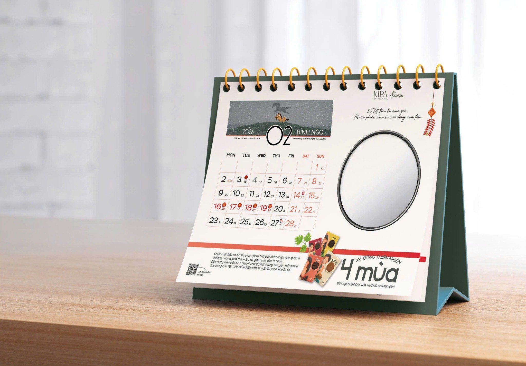  Lịch Để Bàn 2026 Bính Ngọ - Lịch Có Gương - Lịch thiết kế độc quyền - Có lịch âm - Lịch đánh dấu ngày lễ quan trọng trong năm tiện dụng dễ thương 