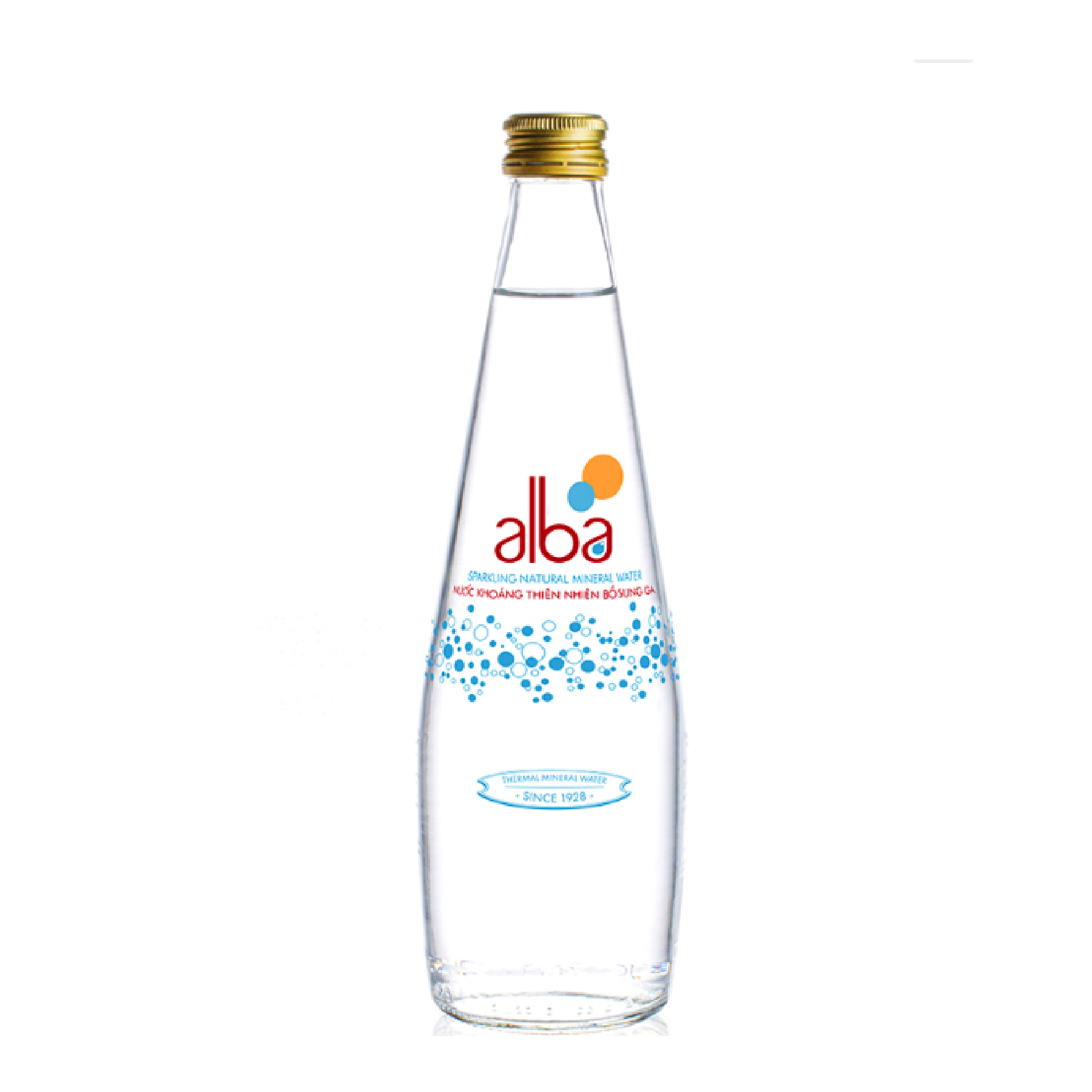 Nước khoáng thiên nhiên bổ sung gas ALBA 450ml - chai thủy tinh