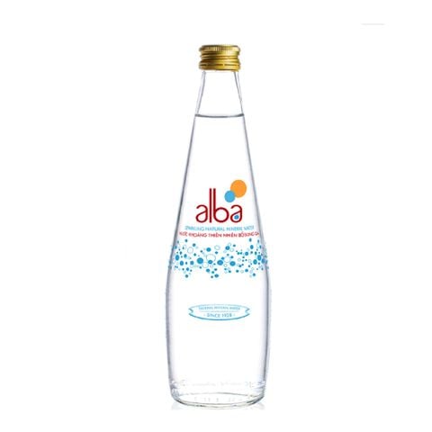 Nước khoáng thiên nhiên bổ sung gas ALBA 450ml - chai thủy tinh
