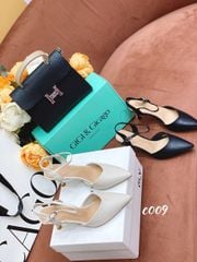Cao gót nhọn da trơn hở gót C009