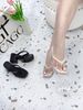 Guốc gót vuông dép kẹp D401