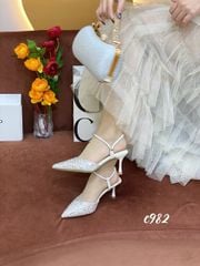 Cao gót nhọn hở gót bling C982