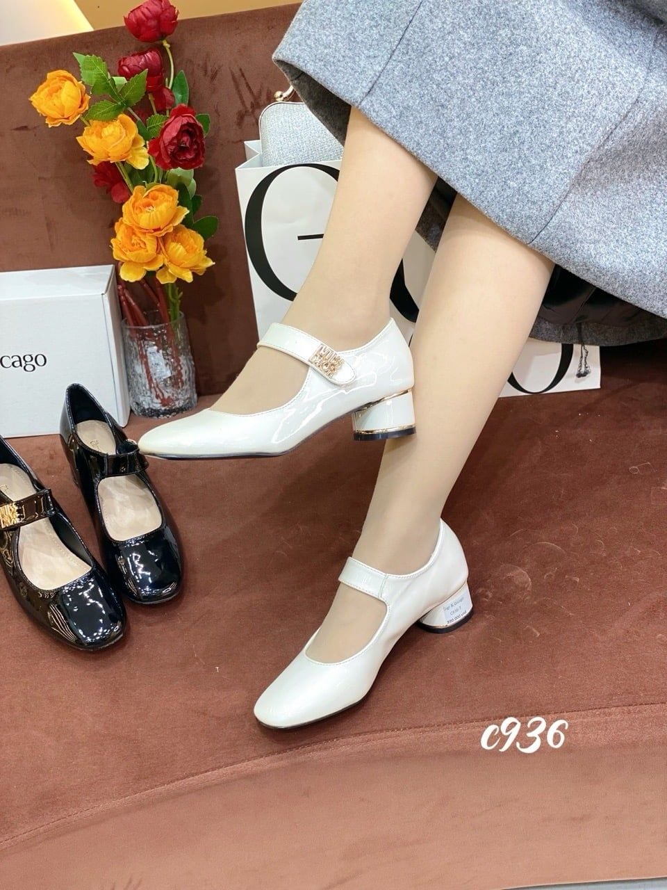 Giày cao gót vuông mary C936