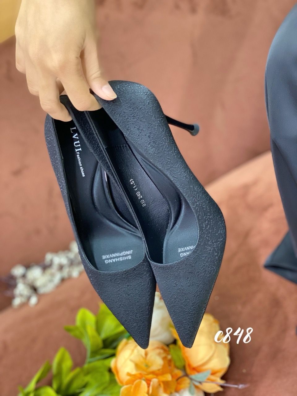 Cao gót nhọn da trơn C848