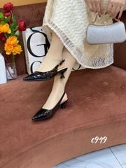 Giày gót nhọn da trơn hở gót C949