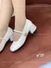 Giày cao gót vuông mũi tròn da trơn Mary G735