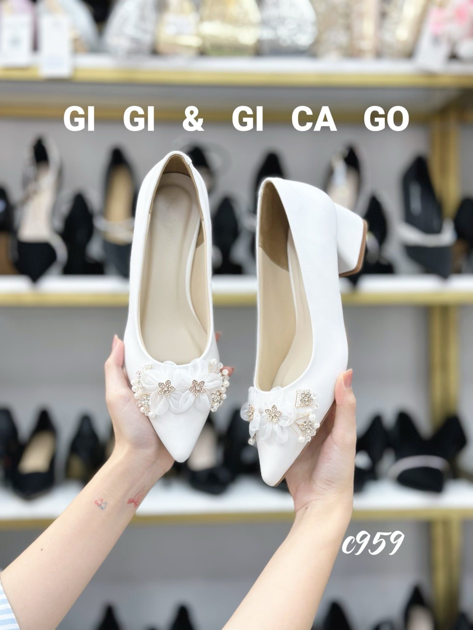 Cao gót vuông Hoa WD C959