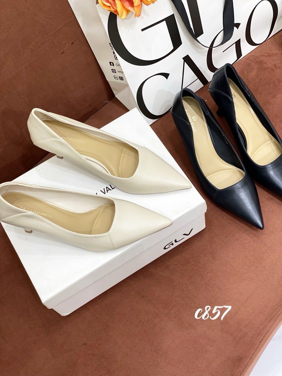 Cao gót nhọn da trơn C857