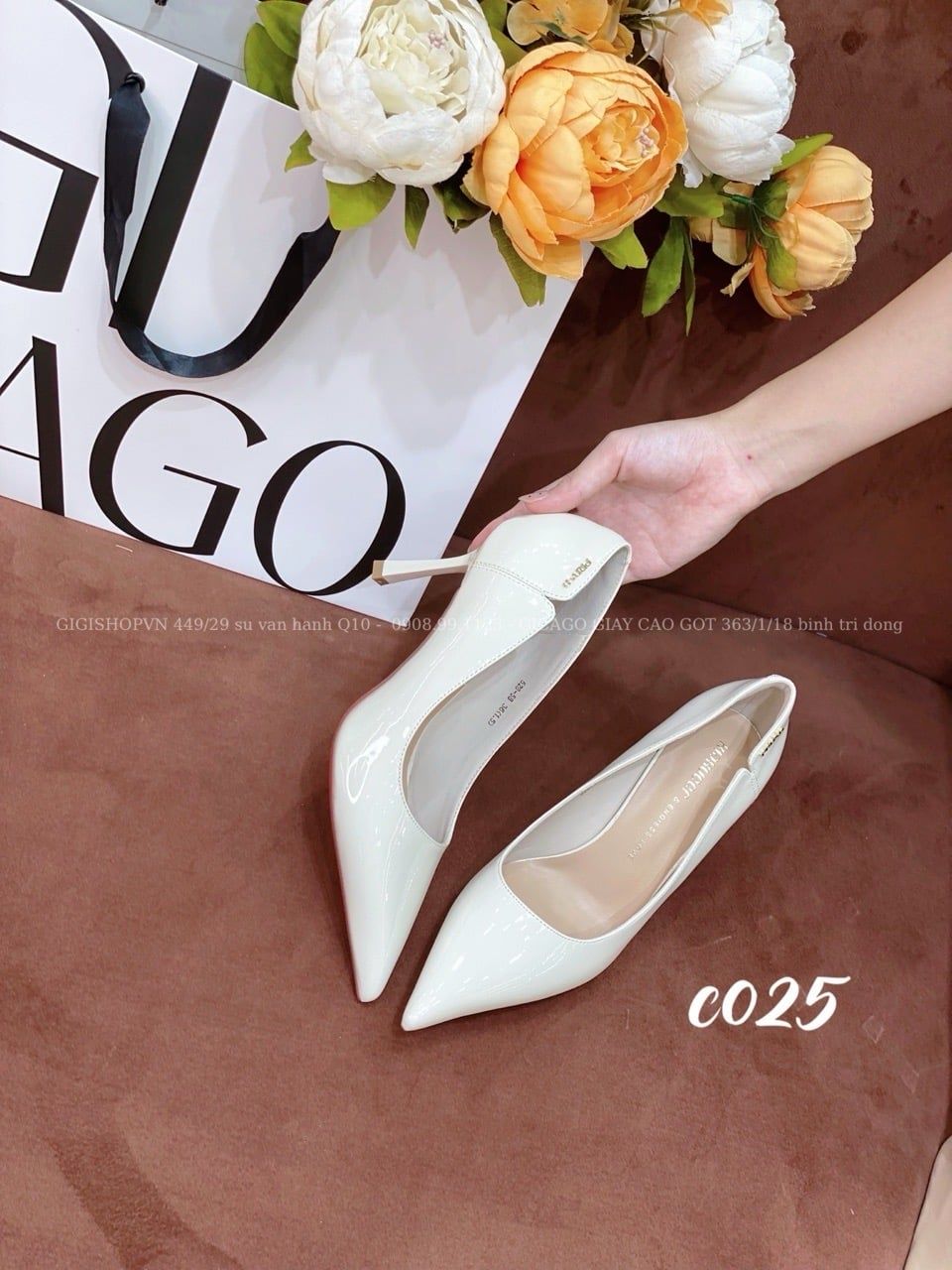 Cao gót nhọn da trơn C025